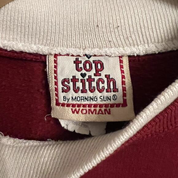 Vintage Top Stitch Grandma Burgundy Wine Sweatshirt Rain or Shine 1X XL Cottage - Picture 3 of 8